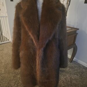 Frank Lyman Design Brown Faux Fur Coat